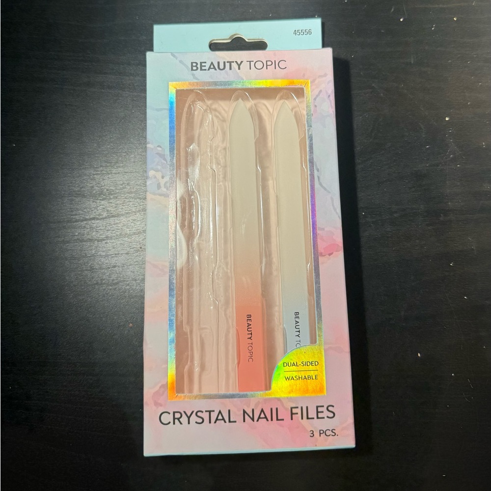 2PC Beauty Topic Dual-Sided Washable Crystal Nail Files